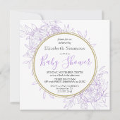 Lavender Paars Peony Floral Toile Baby shower Kaart (Voorkant)