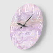 Lavender Paars Personalized Marble Strata  Grote Klok (Hoek)