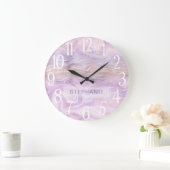 Lavender Paars Personalized Marble Strata  Grote Klok (Huis)
