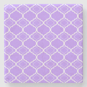 Lavender Paars Quatrefoil Geometric Pattern Stenen Onderzetter