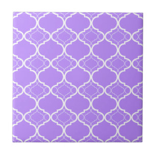 Lavender Paars Quatrefoil Geometric Pattern Tegeltje