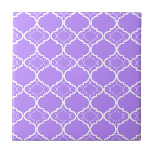 Lavender Paars Quatrefoil Geometric Pattern Tegeltje (Voorkant)