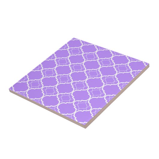 Lavender Paars Quatrefoil Geometric Pattern Tegeltje (Zijkant)