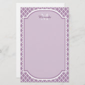 Lavender Paars Quatrefoil Monogramnaam Briefpapier (Voorkant / Achterkant)