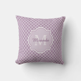  Lavender Paars Quatrefoil Monogramnaam Kussen