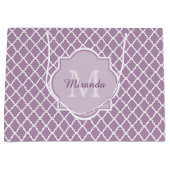  Lavender Paars Quatrefoil Monogramnaam Large Cadeautasje (Voorkant)