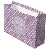Lavender Paars Quatrefoil Monogramnaam Large Cadeautasje (Voorkant Gekanteld)