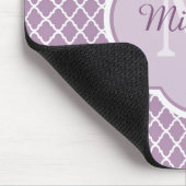 Lavender Paars Quatrefoil Monogramnaam Muismat (Hoek)