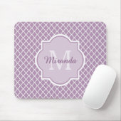  Lavender Paars Quatrefoil Monogramnaam Muismat (Met muis)