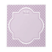  Lavender Paars Quatrefoil Monogramnaam Notitieblok (Voorkant)
