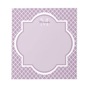  Lavender Paars Quatrefoil Monogramnaam Notitieblok