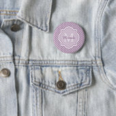  Lavender Paars Quatrefoil Monogramnaam Ronde Button 5,7 Cm (In situ)