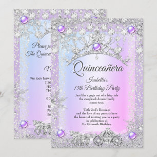 Lavender paars Quinceanera 15th Winter Carriage Kaart