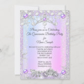 Lavender paars Quinceanera 15th Winter Carriage Kaart (Achterkant)