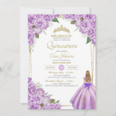 Lavender Paars Quinceanera Elegant Roos Floral Kaart (Voorkant)