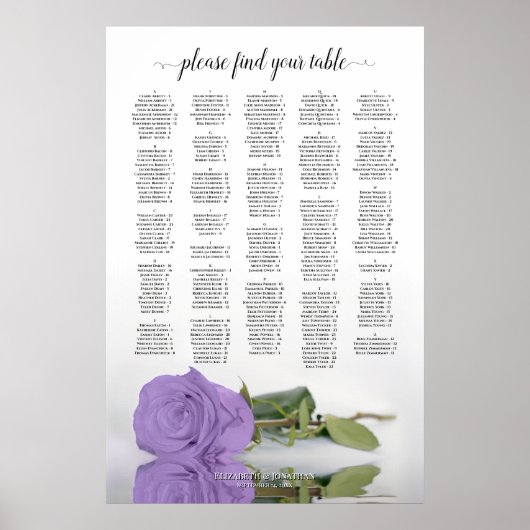 Lavender Paars Roos Alfabetische Zitschaart Poster (Voorkant)
