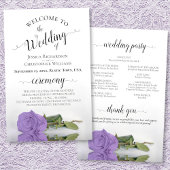Lavender Paars Roos Chic Budget Wedding Programme