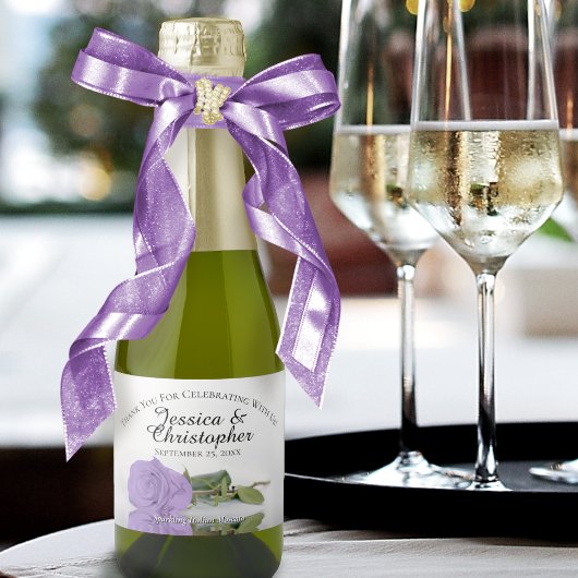 Lavender Paars Roos Classy Weddenschap Hartelijk d Sparkling Wijnetiket
