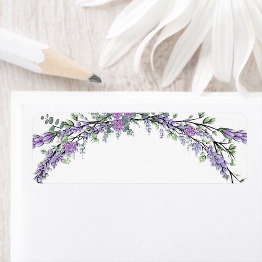 Lavender Paars Roos en Eucalyptus Etiket (Insitu)