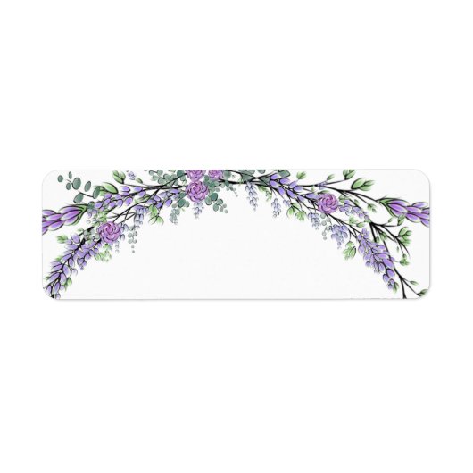 Lavender Paars Roos en Eucalyptus Etiket (Voorkant)