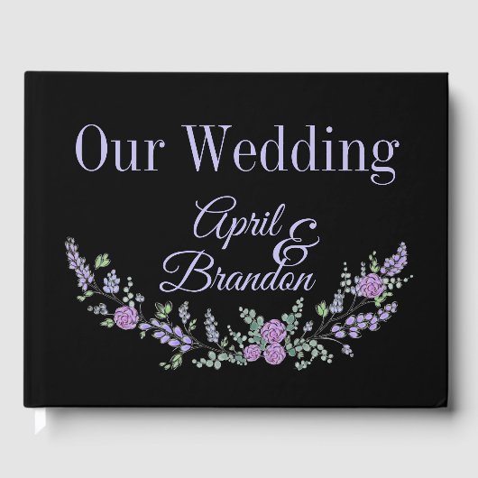 Lavender Paars Roos en Eucalyptus Gastenboek (Voorkant)