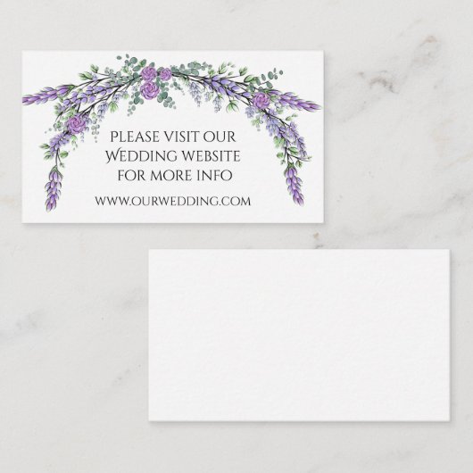 Lavender Paars Roos en Eucalyptus Informatiekaartje (Voorkant / Achterkant)