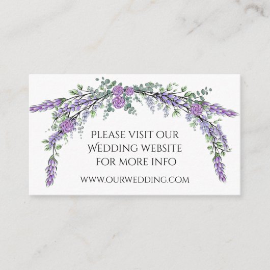 Lavender Paars Roos en Eucalyptus Informatiekaartje (Voorkant)