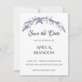 Lavender Paars Roos en Eucalyptus Save The Date (Voorkant)