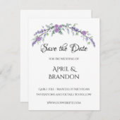 Lavender Paars Roos en Eucalyptus Save The Date (Voorkant / Achterkant)