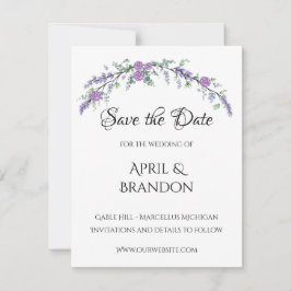 Lavender Paars Roos en Eucalyptus Save The Date
