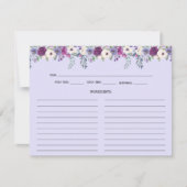 Lavender Paars Roze Floral Recipe Kaarten (Voorkant)