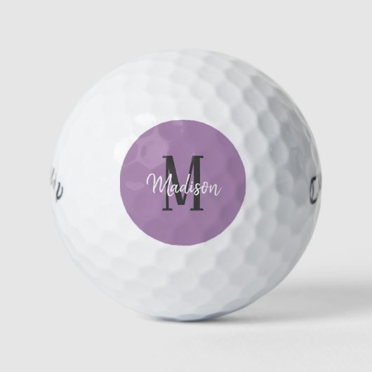 Lavender Paars Script Monogram Naam Dames Golfballen (Voorkant)