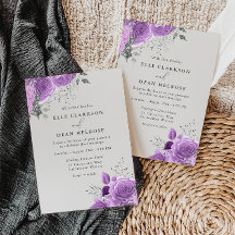 Lavender Paars & Silver Floral Elegant Wedding