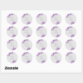 Lavender Paars & Silver Floral Elegant Wedding Ronde Sticker (Vel)
