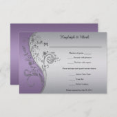  Lavender Paars Silver Floral RSVP (Voorkant / Achterkant)