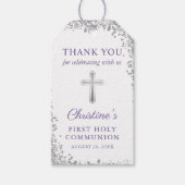 Lavender Paars Silver Glitter First Community Cadeaulabel (Voorkant)