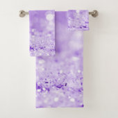LAVENDER PAARS SPARKLE BUBBLE BATHROOM TOWEL BAD HANDDOEK (Insitu)