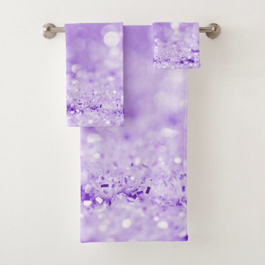 LAVENDER PAARS SPARKLE BUBBLE BATHROOM TOWEL BAD HANDDOEK (Insitu)