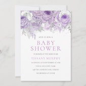 Lavender Paars Sparkle Floral Baby shower Kaart (Voorkant)