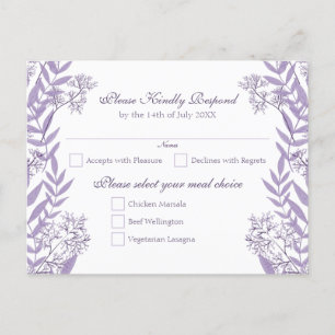 Lavender Paars Weddenschap Botanisch Feestdagenkaart