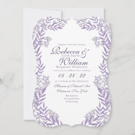 Lavender Paars Weddenschap  Botanisch Kaart (Voorkant)