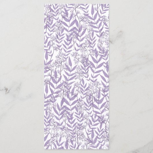 Lavender Paars Weddenschap  Botanisch Menu (Achterkant)