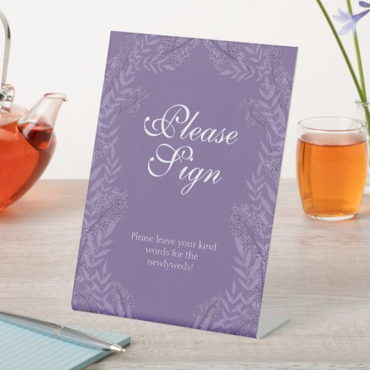 Lavender Paars Weddenschap  Botanisch Reclamebord Met Voetstuk (Insitu)