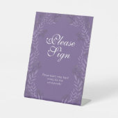 Lavender Paars Weddenschap  Botanisch Reclamebord Met Voetstuk (Voorkant)