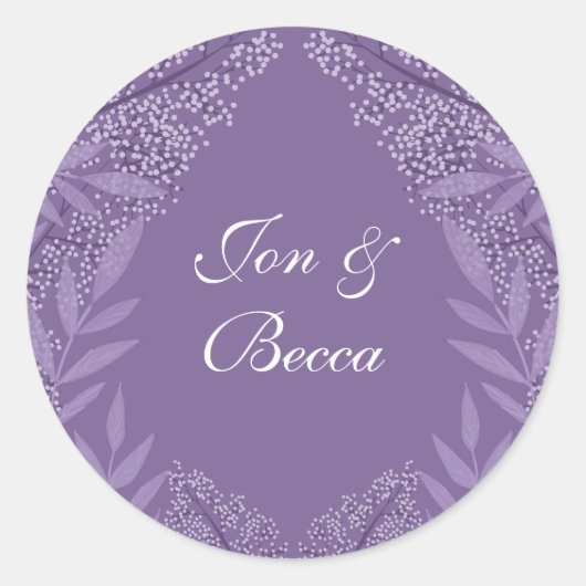 Lavender Paars Weddenschap Botanisch Ronde Sticker (Voorkant)