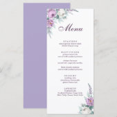 Lavender Paars Wedding Menu Kaart (Voorkant / Achterkant)