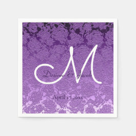Lavender Paars White Elegant Wedding Monogram Servet
