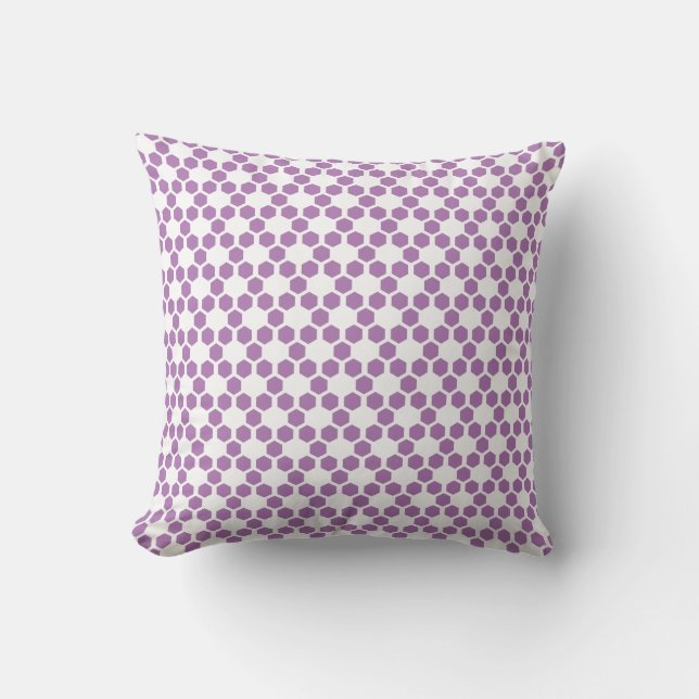 Lavender Paars White Geometric Hexagon Patroon Kussen (Voorkant)