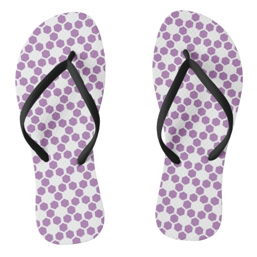 Lavender Paars White Geometric Hexagon Patroon Teenslippers (Voetbed)
