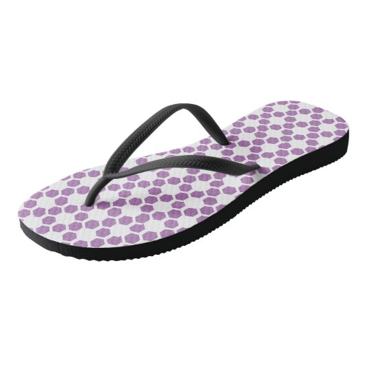 Lavender Paars White Geometric Hexagon Patroon Teenslippers (Schuin)